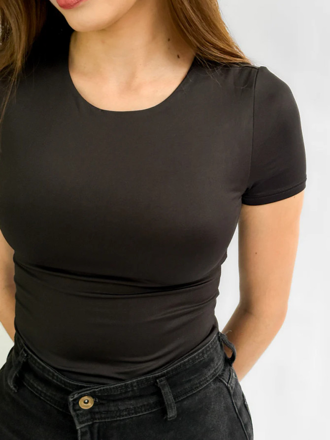 SHORT SLEEVE CREWNECK BODYSUIT