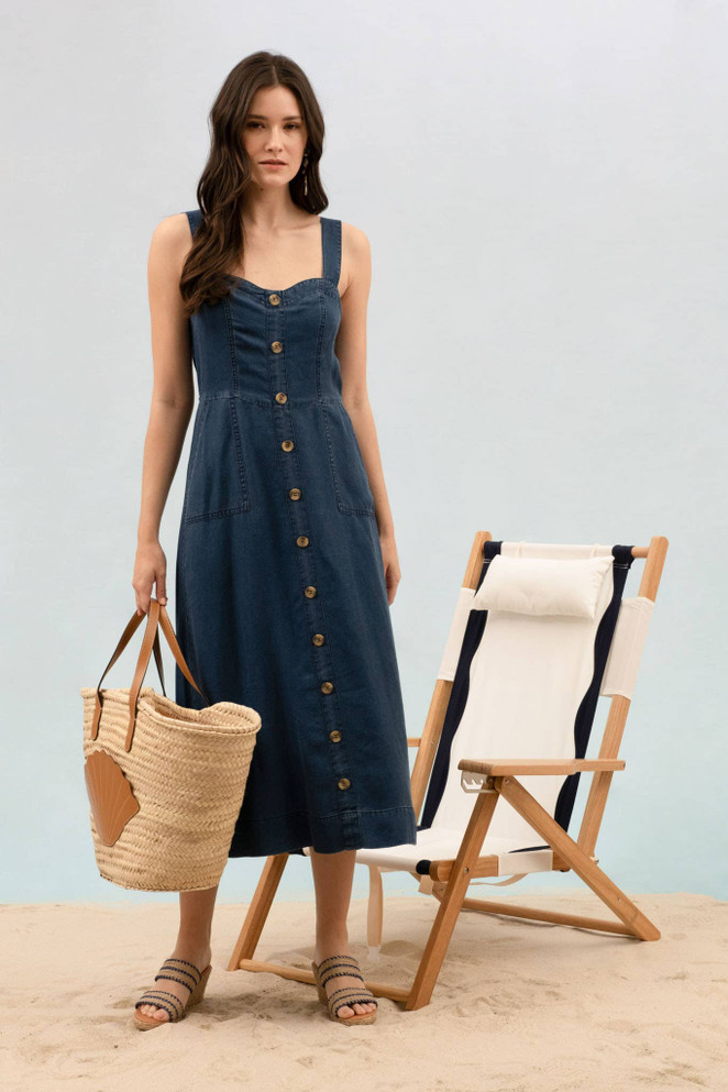 BUTTON DOWN SLEEVELESS MAXI DRESS