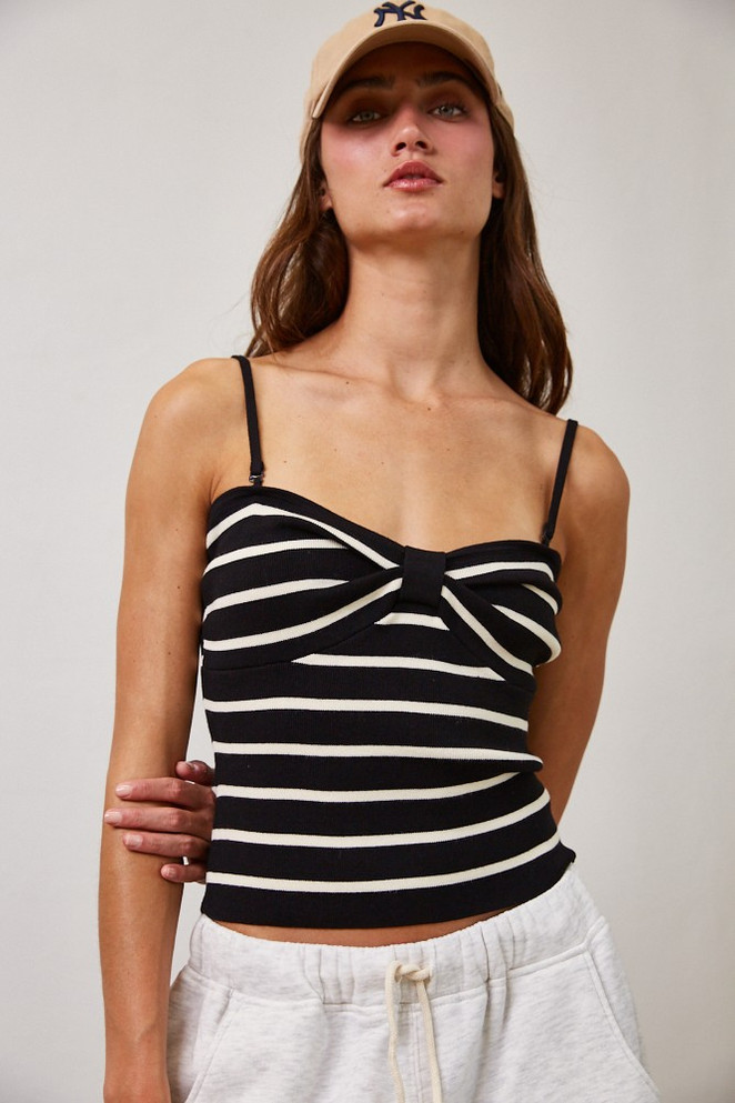 STRIPED REMOVABLE STRAP TUBE TANK TOP