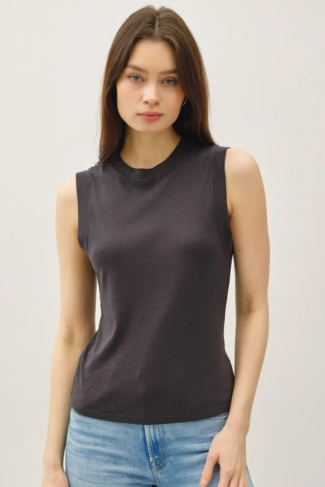 GARMENT DYE BASIC COTTON BLEND TANK TOP