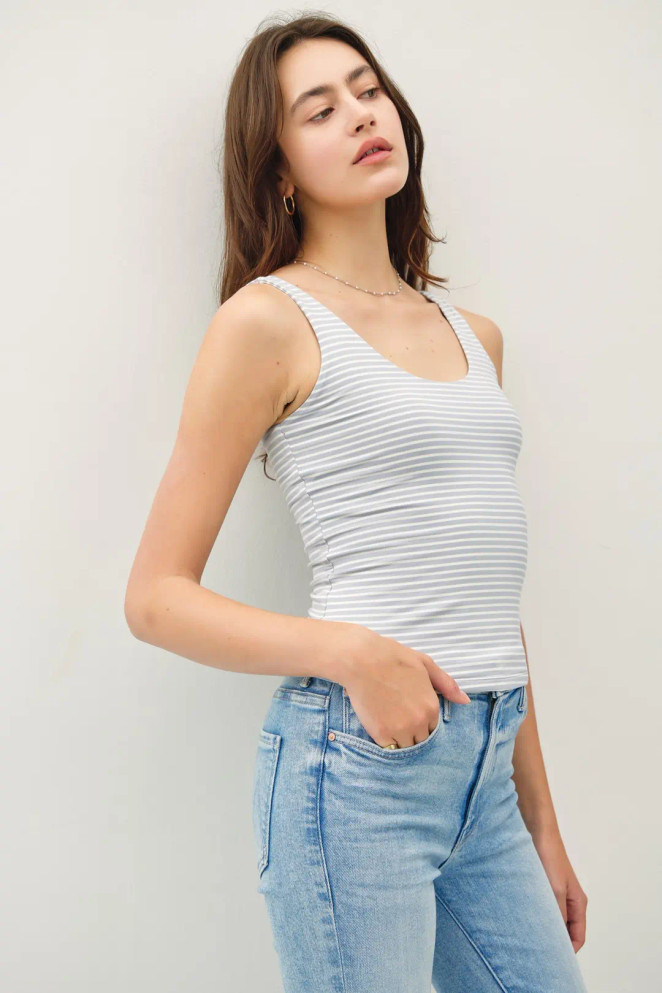 ULTRA SOFT DOUBLE LINED STRIPED TANK
