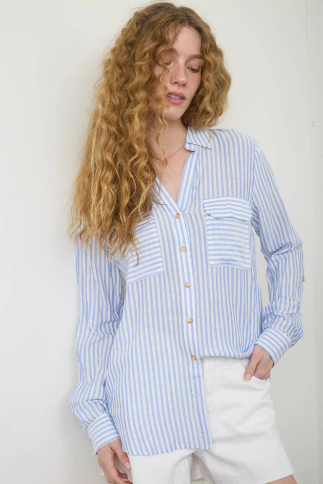 STRIPE COLLARED BUTTON DOWN SHIRT