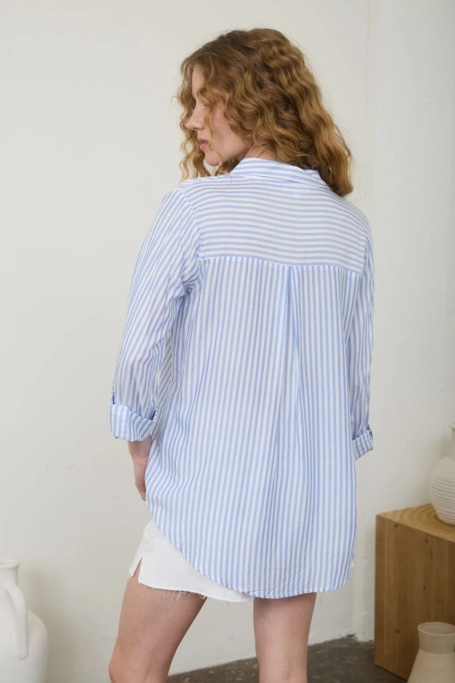 STRIPE COLLARED BUTTON DOWN SHIRT