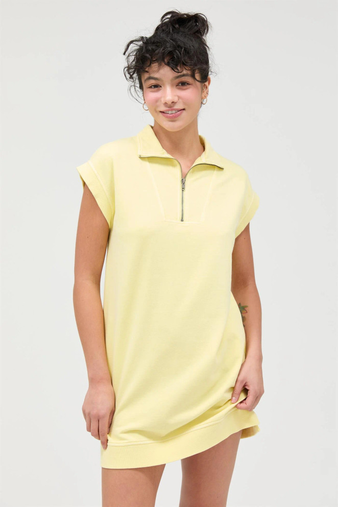 HALF ZIP UP MOCK NECK MINI DRESS