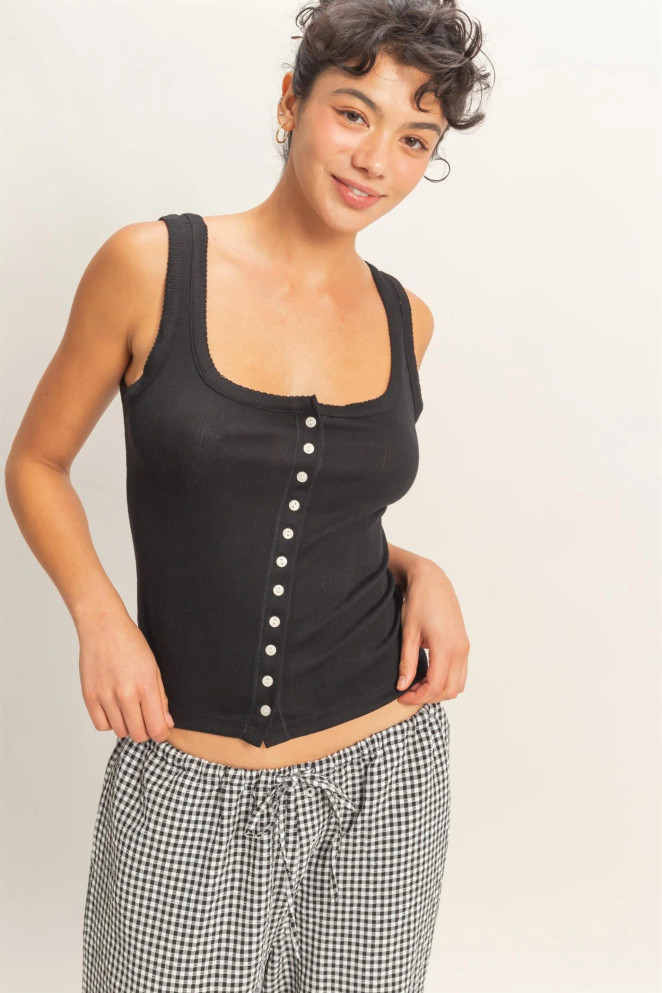 POINTELLE SCOOP NECK TANK TOP