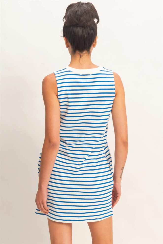 STRIPED SLEEVELESS MINI DRESS
