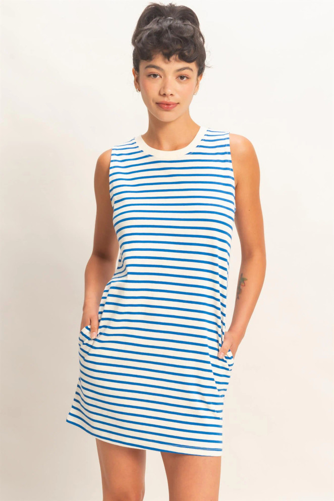 STRIPED SLEEVELESS MINI DRESS