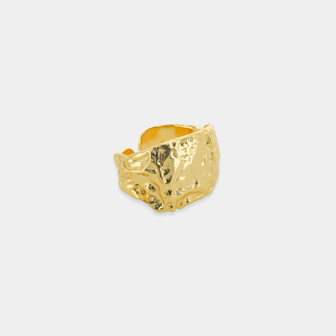 OPEN HAMMERED TEXTURED GOLD RING