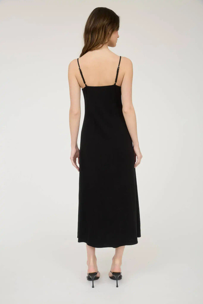 SPAGHETTI STRAP BUTTON DOWN FRONT TIE MIDI DRESS