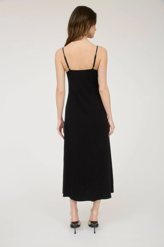 SPAGHETTI STRAP BUTTON DOWN FRONT TIE MIDI DRESS