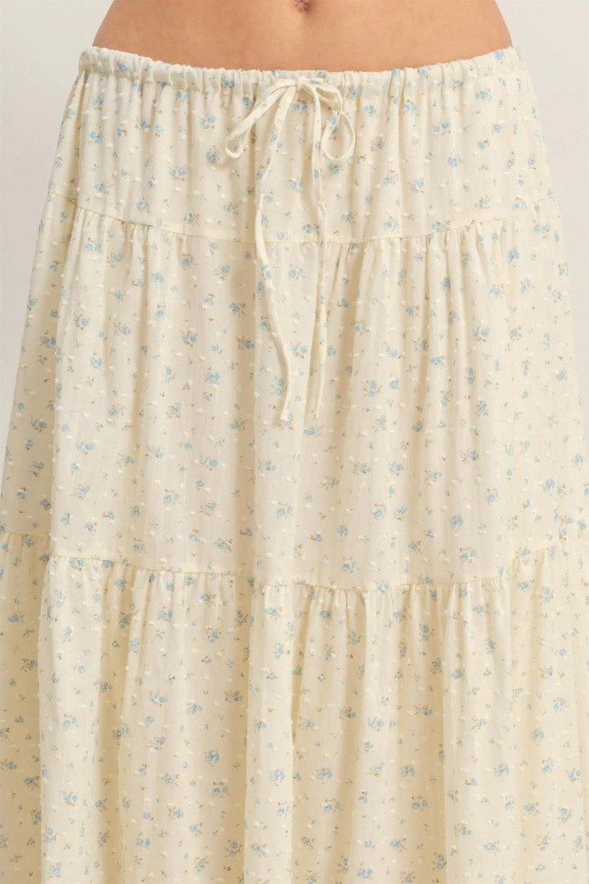 FLORAL TIERED MAXI SKIRT