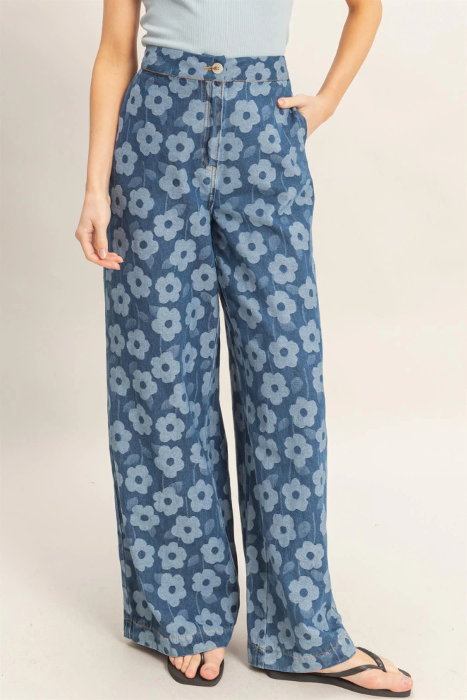 FLORAL WIDE LEG PANTS