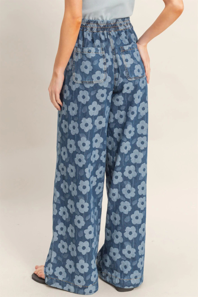 FLORAL WIDE LEG PANTS
