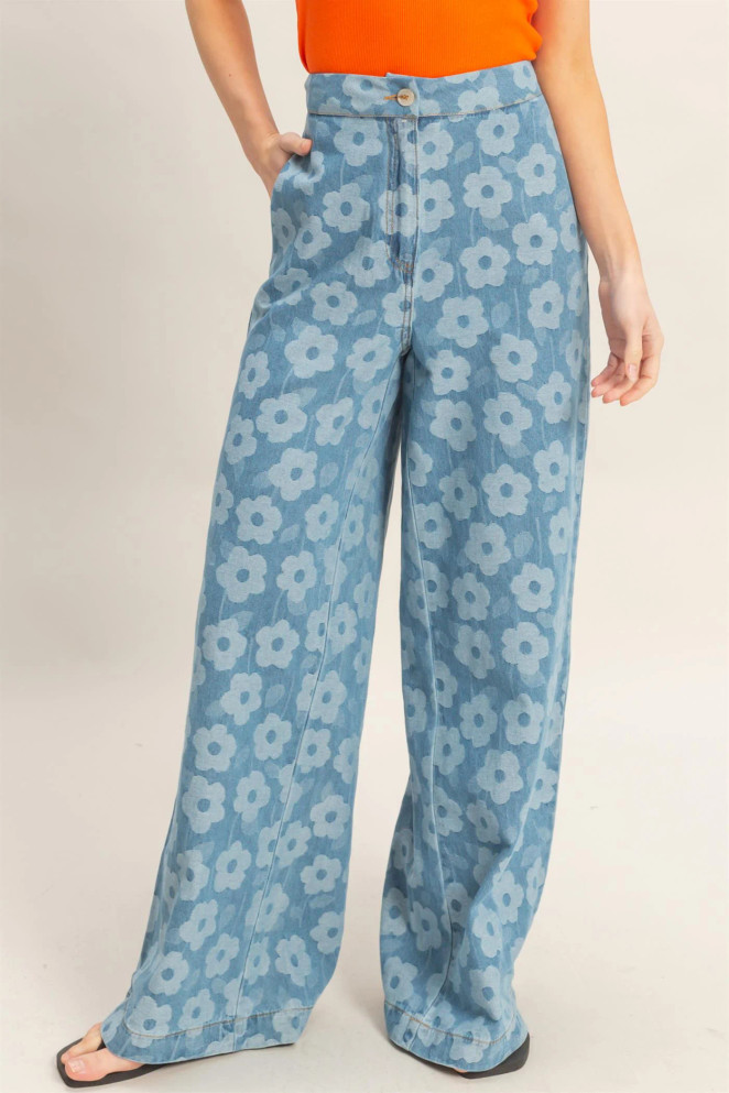 FLORAL WIDE LEG PANTS