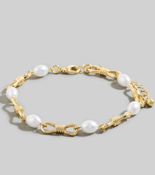 PEARL AND KNOT CHAIN BRACELET