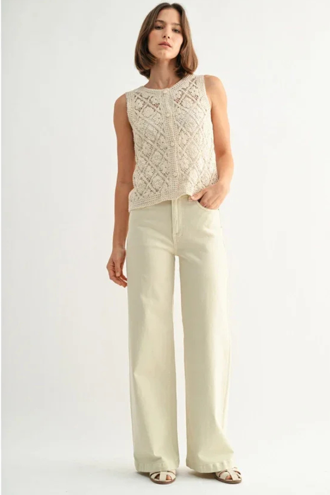 CROCHET SLEEVELESS BUTTON DOWN TOP