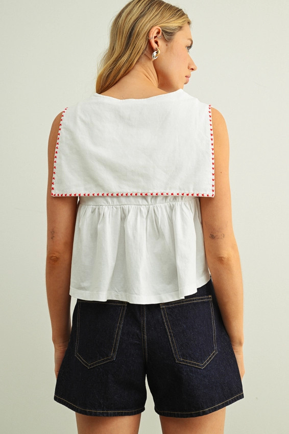 SAILOR COLLAR SLEEVELESS TOP