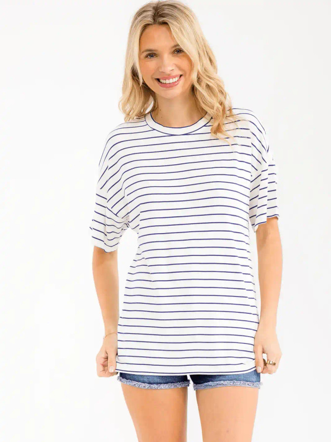 SHORT SLEEVE STRIPES BASIC SHIRT