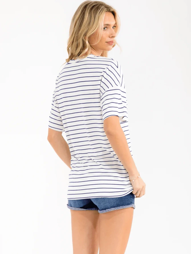 SHORT SLEEVE STRIPES BASIC SHIRT