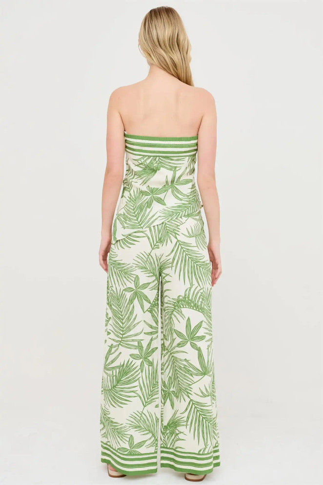 LEAF PRINT STRAPLESS TOP