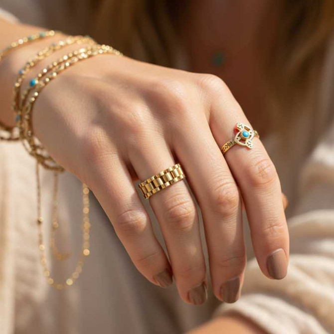 GOLD DIPPED LINK STATEMENT RING