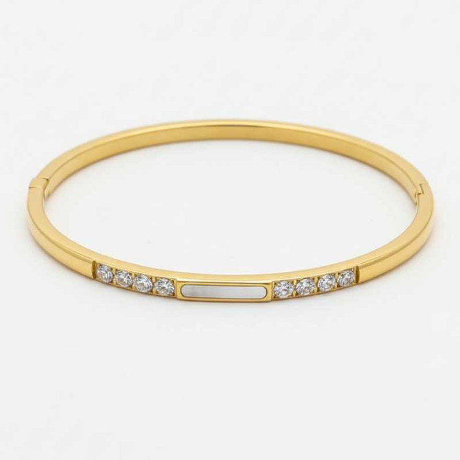 MOTHER OF PEARL & CRYSTAL BANGLE