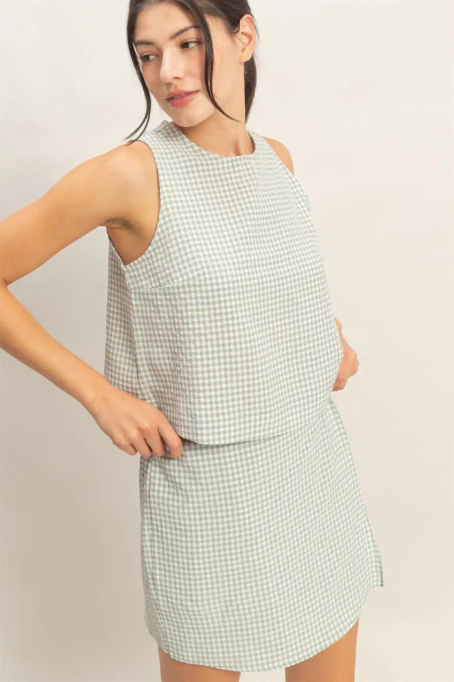 GINGHAM CHECKERED SLEEVELESS TOP