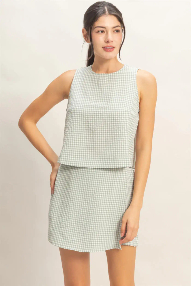 GINGHAM CHECKERED SLEEVELESS TOP