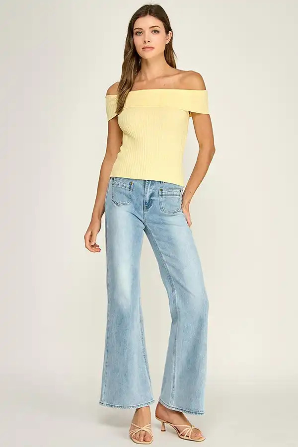 OFF SHOULDER RIBBED FITTED TOP