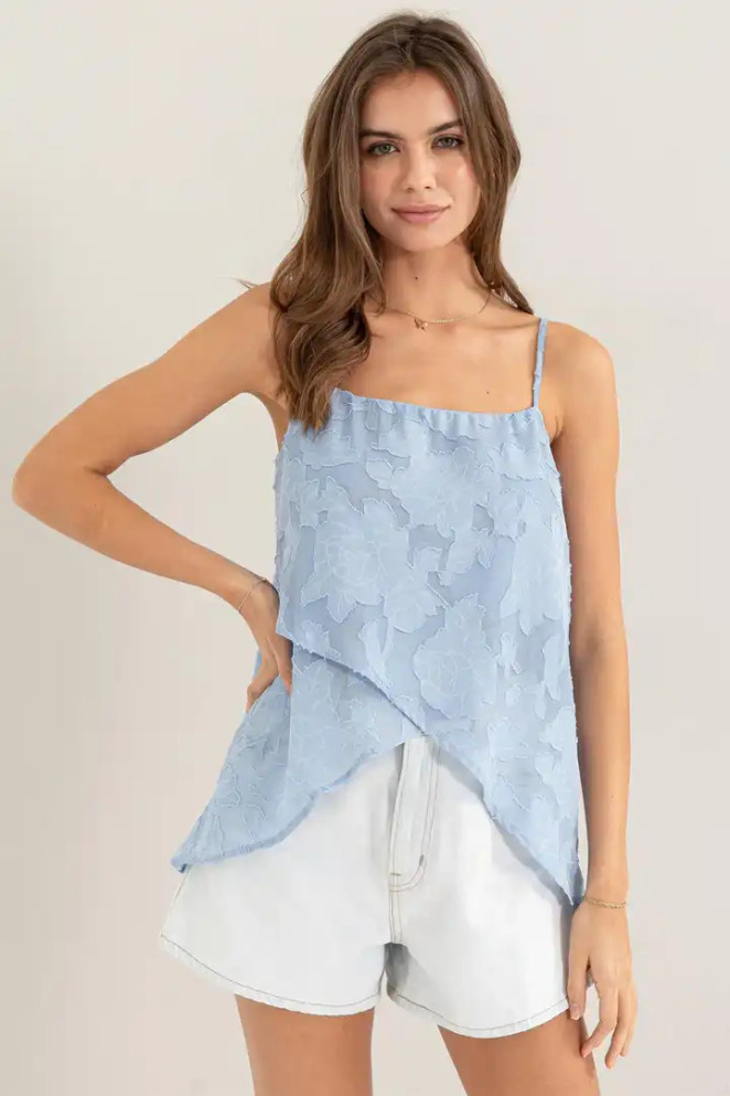 ORGANZA JACQUARD ASYMMETRICAL CAMI TOP