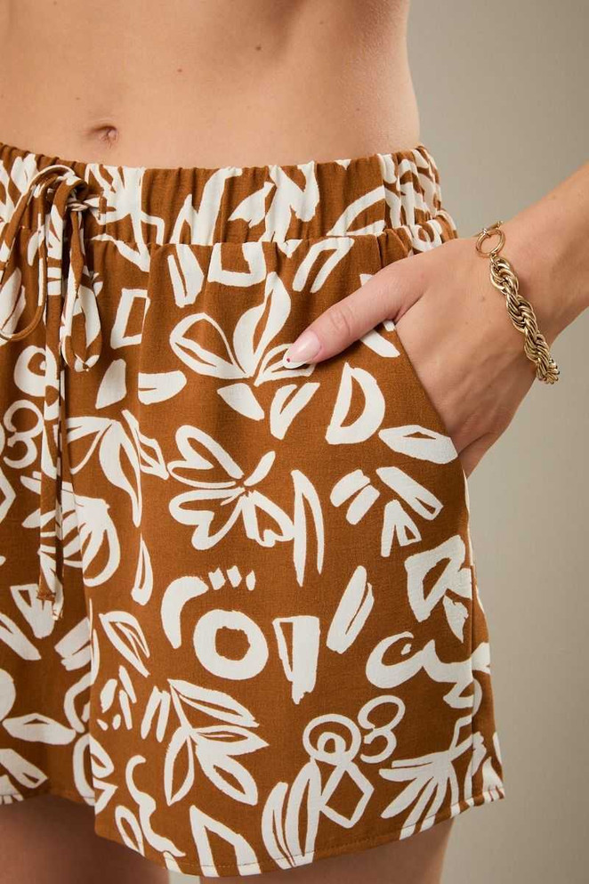 ELASTIC WAIST POCKETS TIE SHORT
