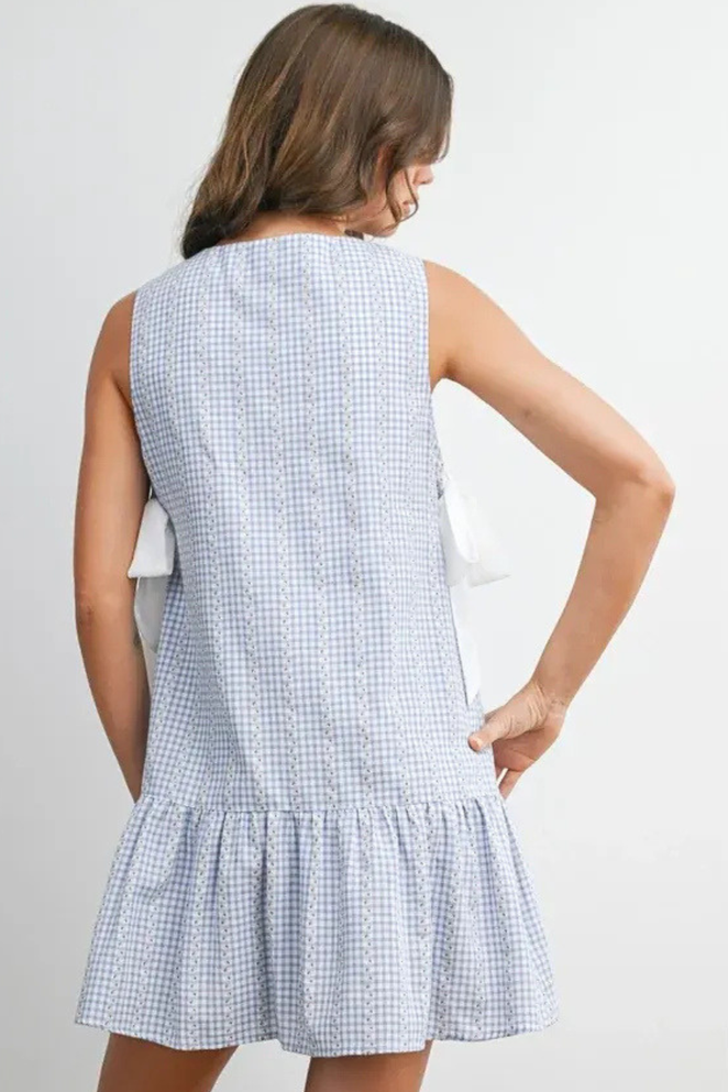 SIDE TIE GINGHAM FLOUNCE MINI DRESS