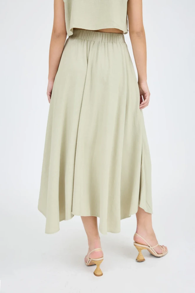 PLEATED HANDKERCHIEF LINEN MAXI SKIRT