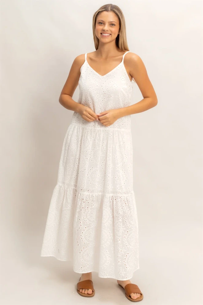 TIERED SPAGHETTI STRAP MAXI DRESS