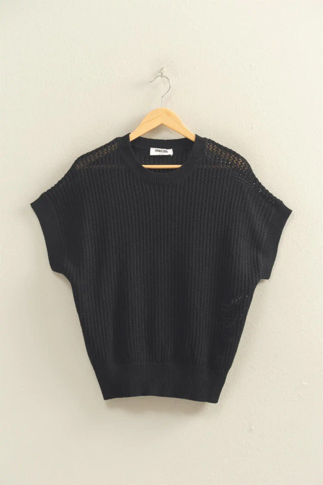 OPEN KNIT DOLMAN SLEEVE TOP
