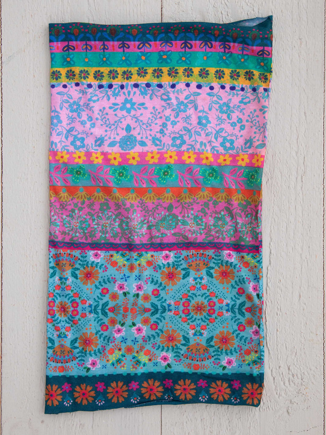 FULL BOHO BANDEAU HEADBAND - BLUE PINK BORDER