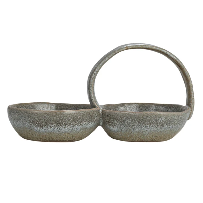 STONEWARE DOUBLE BOWL HANDLE
