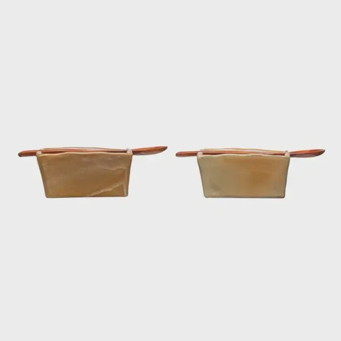 STONEWARE DISH WITH WOOD SPOON