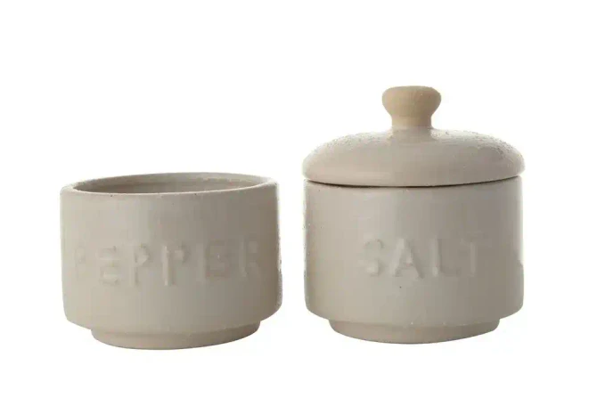 STACKABLE SALT & PEPPER POTS W/ LID