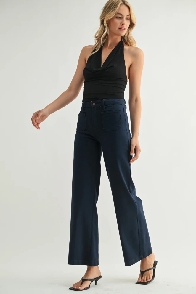 MINI PATCH POCKET WIDE JEANS