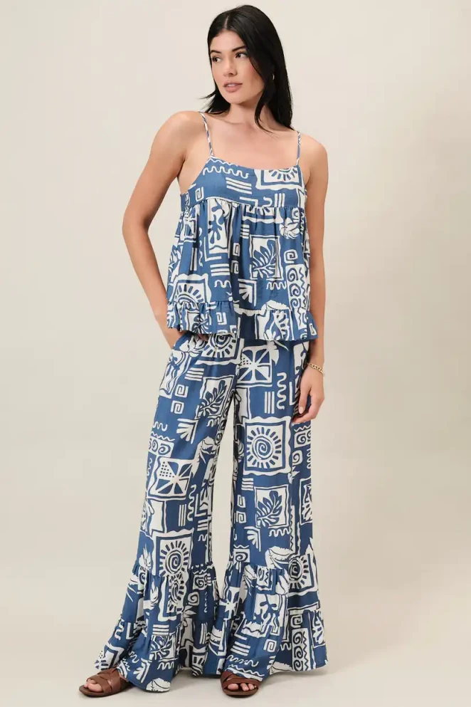 ABSTRACT PRINT SPAGHETTI STRAP TOP