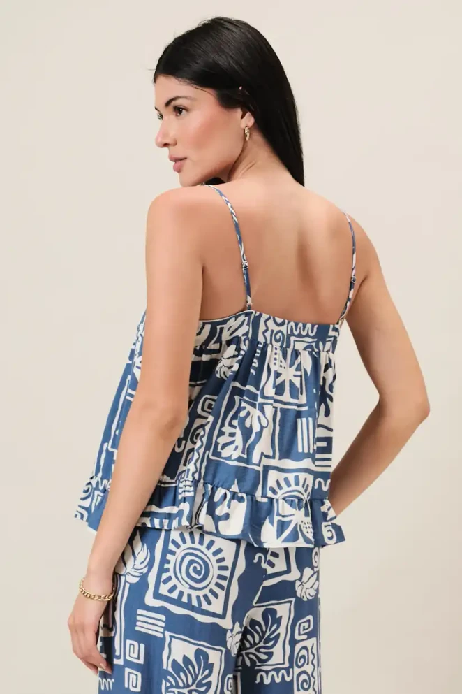 ABSTRACT PRINT SPAGHETTI STRAP TOP