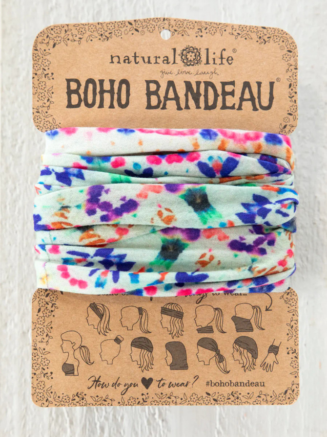 FULL BOHO BANDEAU HEADBAND - DARK CREAM TIE-DYE