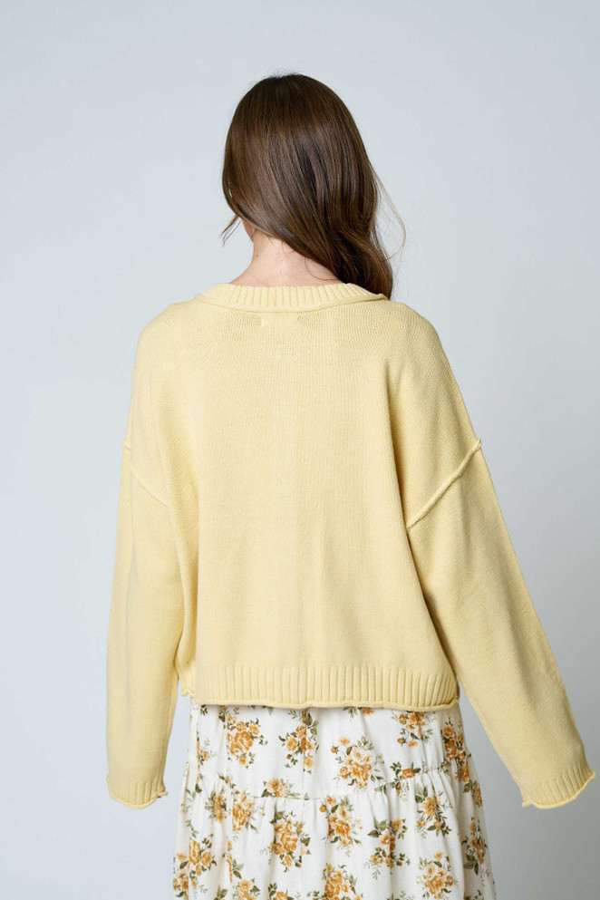 RAW EDGE EXPOSED SEAM BUTTON CARDIGAN
