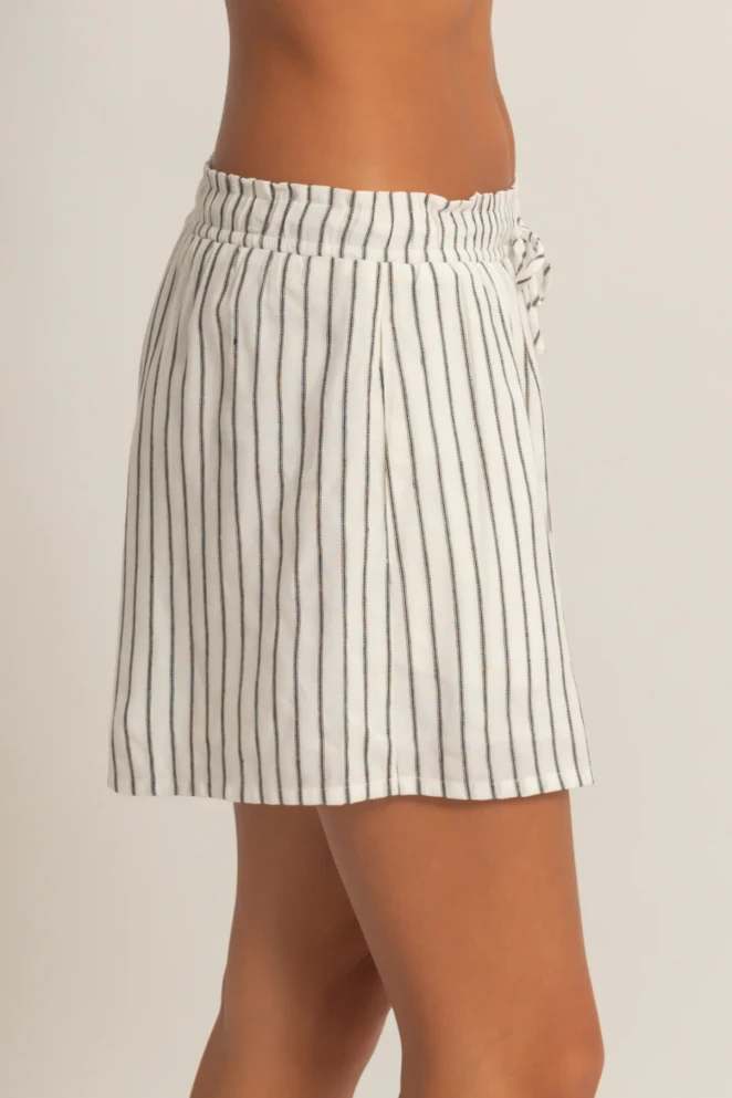 STRIPED DRAWSTRING RAYON BLEND SHORT
