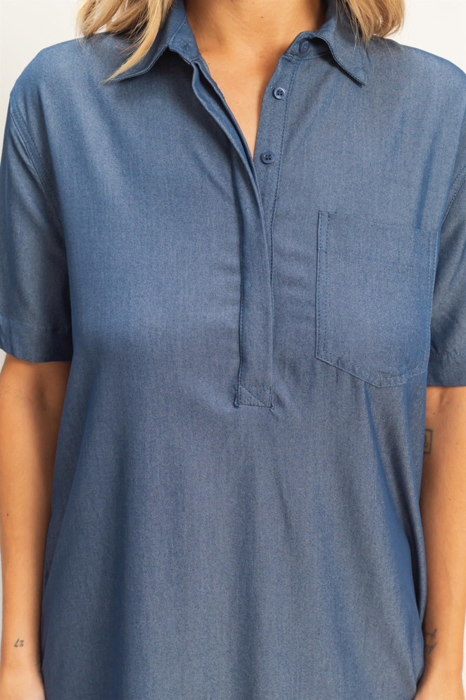 COLLARED MINI SHIRT DRESS