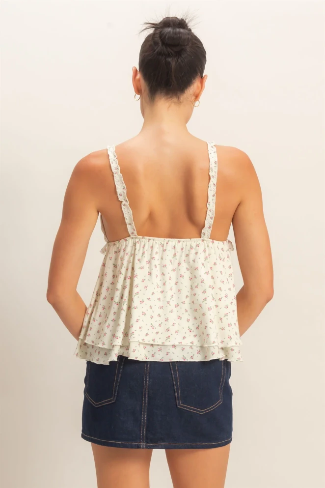 FLORAL RUFFLE TIERED TOP