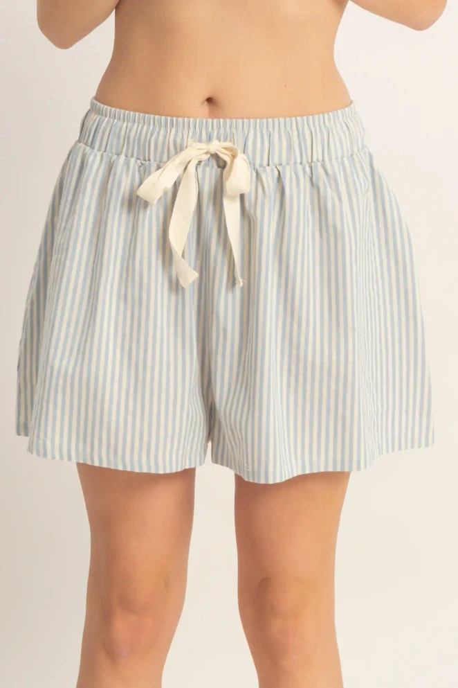 STRIPED ELASTIC WAIST SHORT