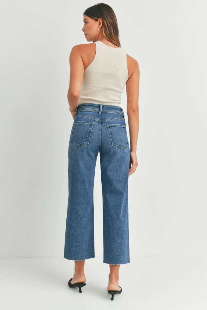 NAUTICAL HIGH RISE WIDE LEG DENIM JEANS