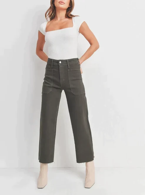 NAUTICAL HIGH RISE WIDE LEG DENIM JEANS